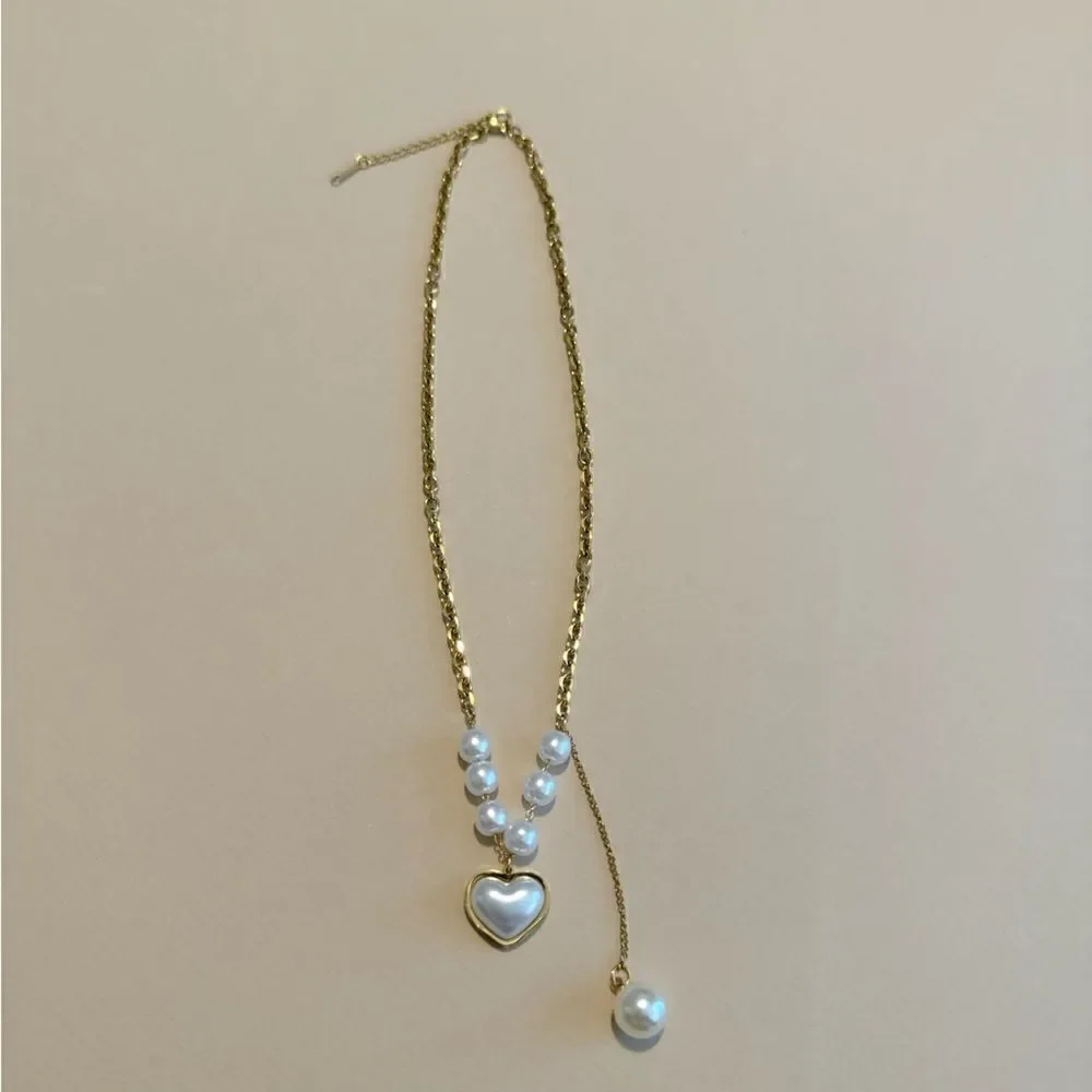 Heart pearl necklace #1323